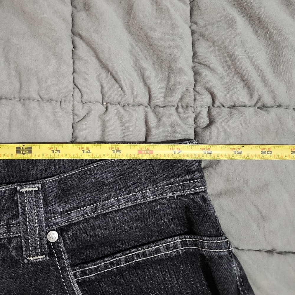 Vintage Anchor Blue Jean Denim Black Shorts Size 38 Y2K Streetwear - Picture 5 of 6